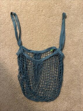 Teal Mesh Market Tote Bag with Shoulder Straps